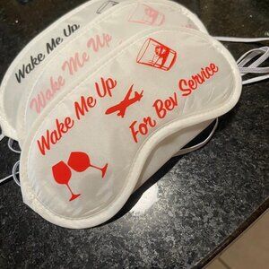 First Class Sleeping Mask (White w/ Orange Font)